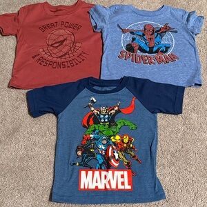 Marvel Kids 2T Superhero T-Shirt Trio - Spiderman and team